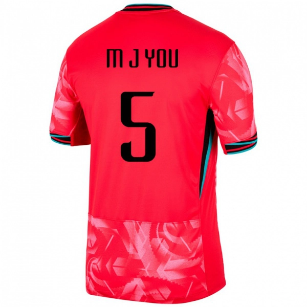נשים דרום קוריאה Min-Jun You #5 אָדוֹם ג'רזי ביתית 24-26 חולצה קצרה