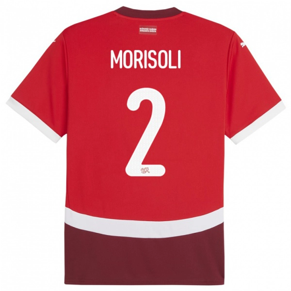 נשים שווייץ Gabriel Morisoli #2 אָדוֹם ג'רזי ביתית 24-26 חולצה קצרה