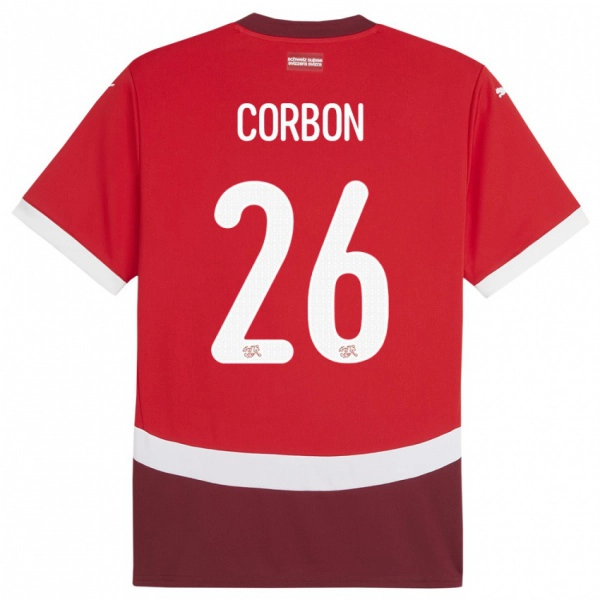נשים שווייץ Max Corbon #26 אָדוֹם ג'רזי ביתית 24-26 חולצה קצרה