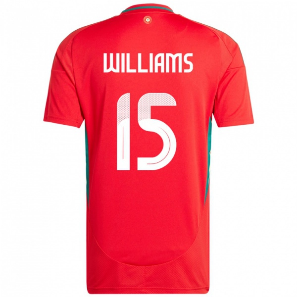 נשים ויילס Joe Williams #15 אָדוֹם ג'רזי ביתית 24-26 חולצה קצרה