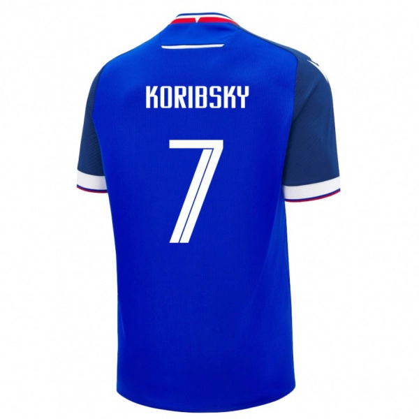 נשים סלובקיה Simon Koribsky #7 כְּחוֹל ג'רזי ביתית 24-26 חולצה קצרה