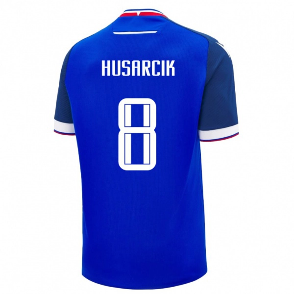 נשים סלובקיה Tomas Husarcik #8 כְּחוֹל ג'רזי ביתית 24-26 חולצה קצרה