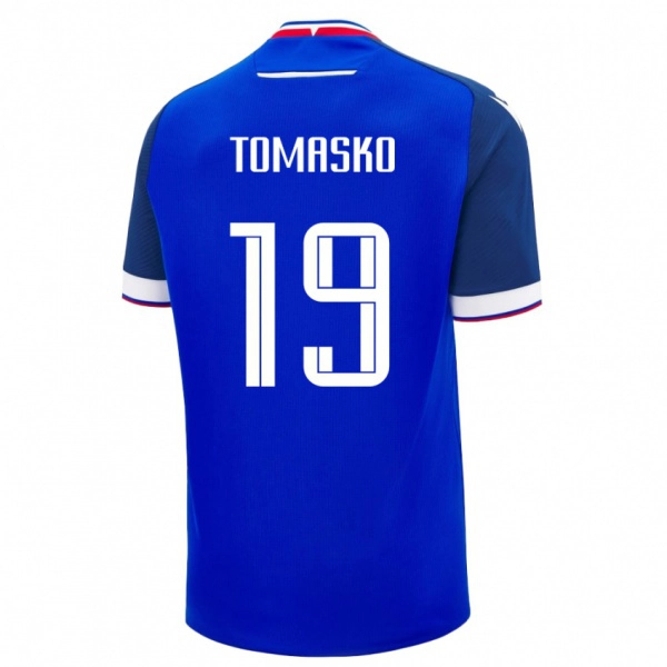 נשים סלובקיה Matus Tomasko #19 כְּחוֹל ג'רזי ביתית 24-26 חולצה קצרה