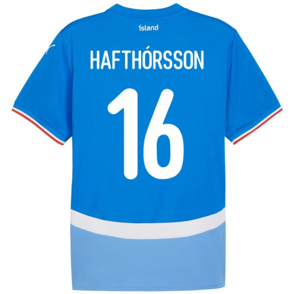 נשים אִיסלַנד Gestur Alexander Hafthórsson #16 כְּחוֹל ג'רזי ביתית 24-26 חולצה קצרה