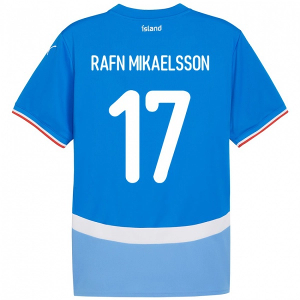 נשים אִיסלַנד Hilmir Rafn Mikaelsson #17 כְּחוֹל ג'רזי ביתית 24-26 חולצה קצרה