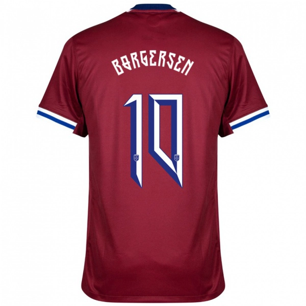 נשים נורבגיה Aleksander Borgersen #10 אדום כחול לבן ג'רזי ביתית 24-26 חולצה קצרה