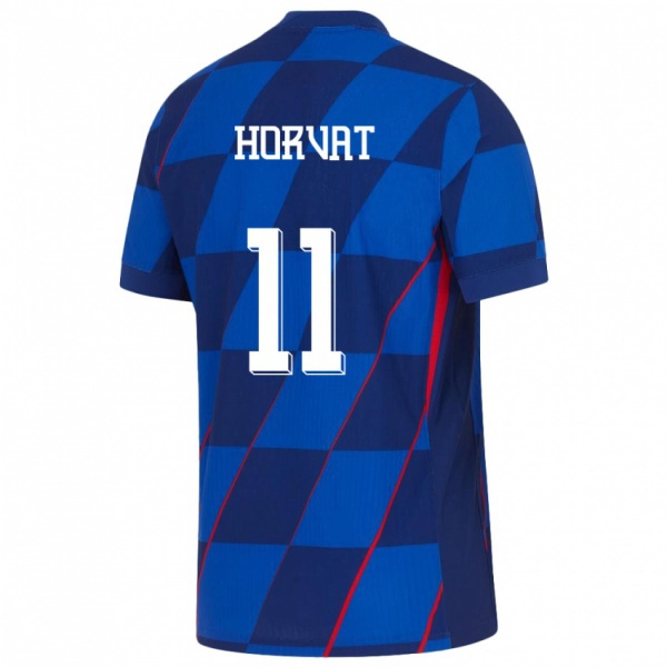 נשים קרואטיה Patrik Horvat #11 כְּחוֹל הרחק ג'רזי 24-26 חולצה קצרה