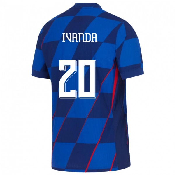 נשים קרואטיה Borna Ivanda #20 כְּחוֹל הרחק ג'רזי 24-26 חולצה קצרה