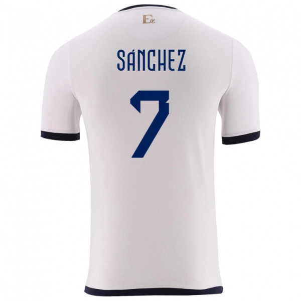 נשים אקוודור Santiago Sánchez #7 לבן הרחק ג'רזי 24-26 חולצה קצרה