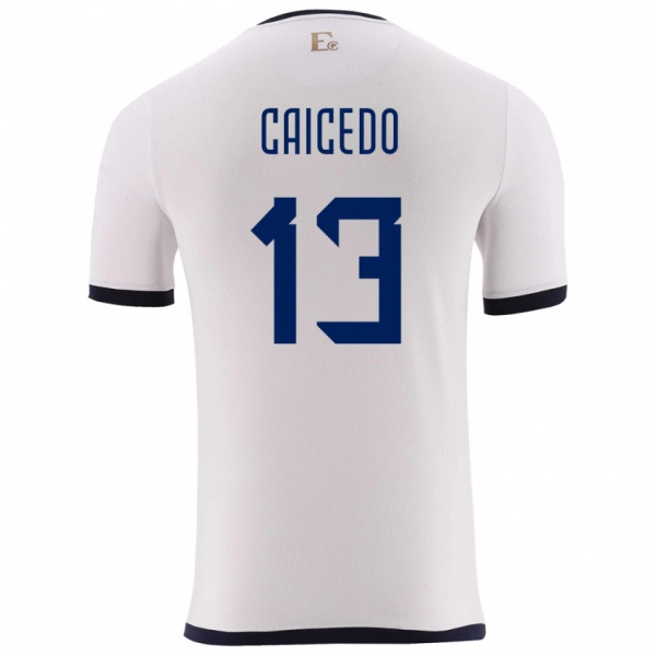 נשים אקוודור Renato Caicedo #13 לבן הרחק ג'רזי 24-26 חולצה קצרה