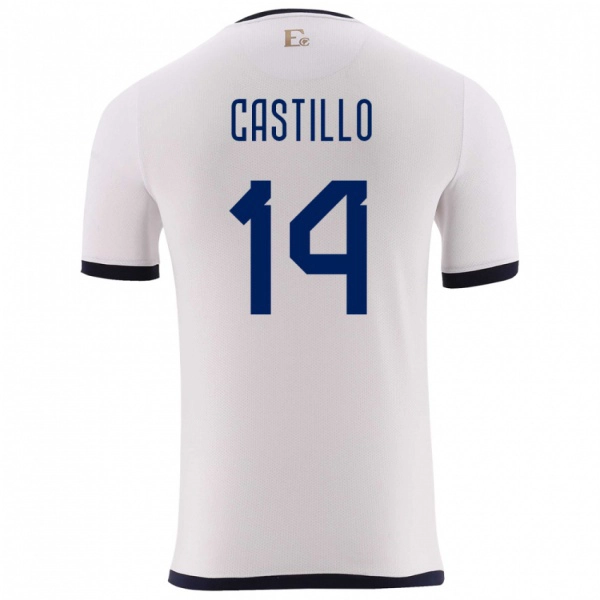 נשים אקוודור Darío Castillo #14 לבן הרחק ג'רזי 24-26 חולצה קצרה