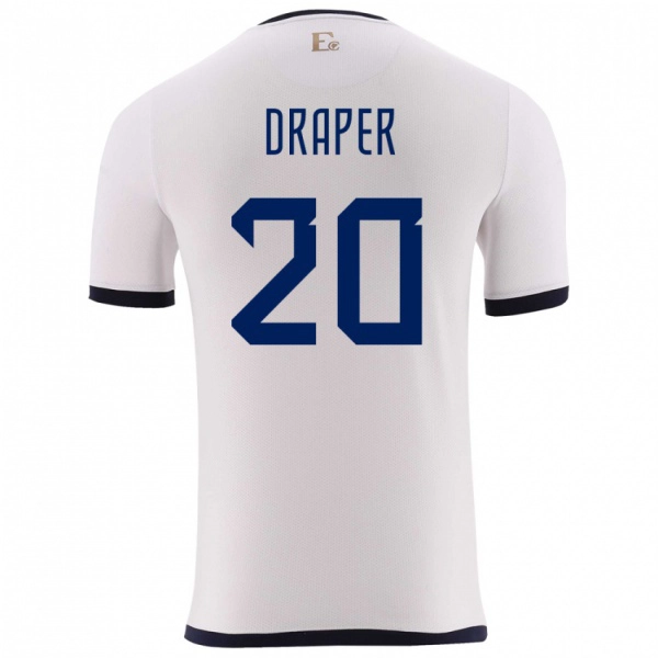 נשים אקוודור Andrew Draper #20 לבן הרחק ג'רזי 24-26 חולצה קצרה