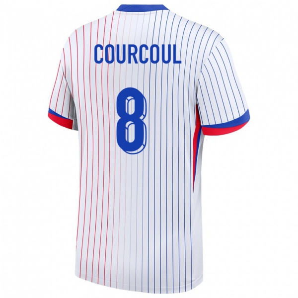 נשים צרפת Marius Courcoul #8 לבן הרחק ג'רזי 24-26 חולצה קצרה