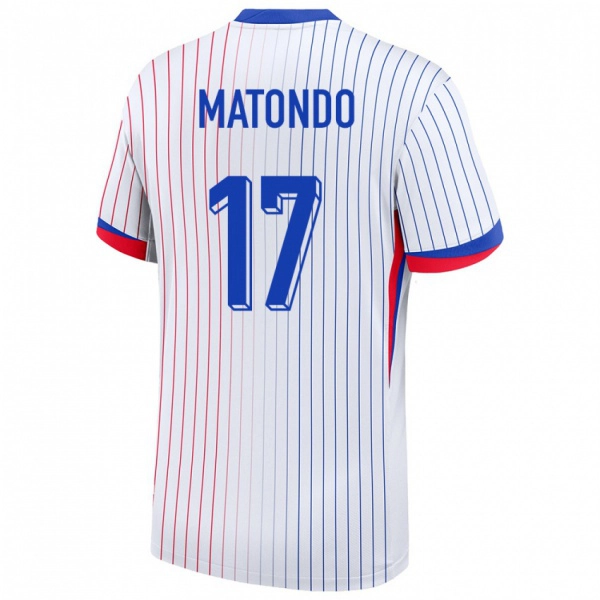 נשים צרפת Rudy Matondo #17 לבן הרחק ג'רזי 24-26 חולצה קצרה