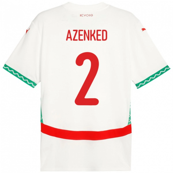 נשים מָרוֹקוֹ Mustapha Azenked #2 לָבָן הרחק ג'רזי 24-26 חולצה קצרה