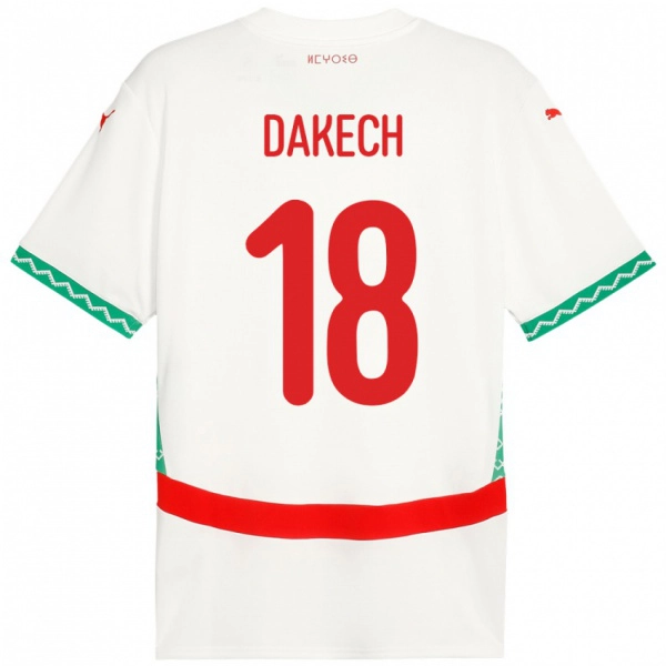 נשים מָרוֹקוֹ Imran Dakech #18 לָבָן הרחק ג'רזי 24-26 חולצה קצרה