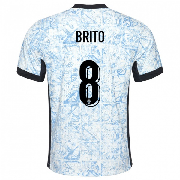 נשים פורטוגל João Brito #8 כחול שמנת הרחק ג'רזי 24-26 חולצה קצרה