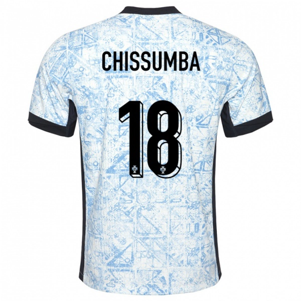 נשים פורטוגל Chissumba #18 כחול שמנת הרחק ג'רזי 24-26 חולצה קצרה
