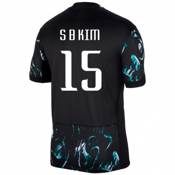 נשים דרום קוריאה Bong-Soo Kim #15 שָׁחוֹר הרחק ג'רזי 24-26 חולצה קצרה