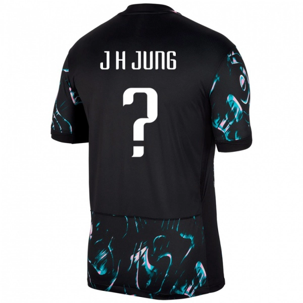 נשים דרום קוריאה Hee-Jung Jung #0 שָׁחוֹר הרחק ג'רזי 24-26 חולצה קצרה