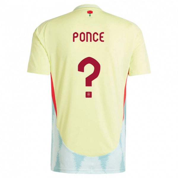 נשים ספרד Guille Ponce #0 צהוב הרחק ג'רזי 24-26 חולצה קצרה