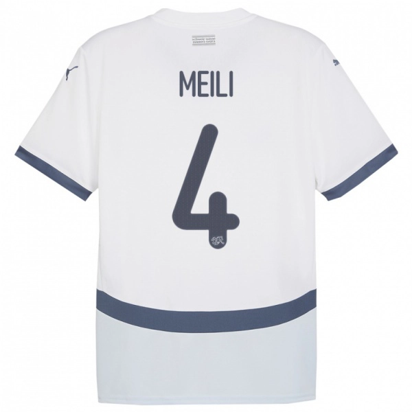 נשים שווייץ Ezequiel Meili #4 לבן הרחק ג'רזי 24-26 חולצה קצרה