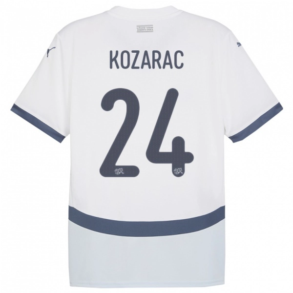 נשים שווייץ Haris Kozarac #24 לבן הרחק ג'רזי 24-26 חולצה קצרה