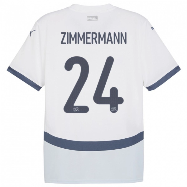 נשים שווייץ Mio Zimmermann #24 לבן הרחק ג'רזי 24-26 חולצה קצרה