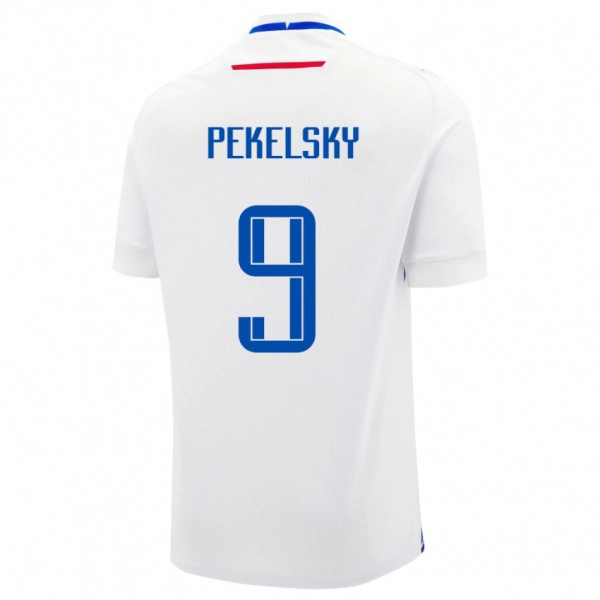 נשים סלובקיה Michal Pekelsky #9 לָבָן הרחק ג'רזי 24-26 חולצה קצרה