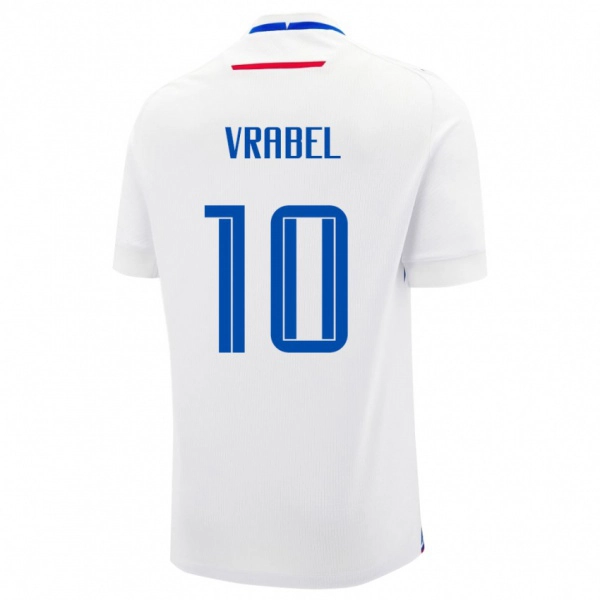 נשים סלובקיה Alex Vrabel #10 לָבָן הרחק ג'רזי 24-26 חולצה קצרה