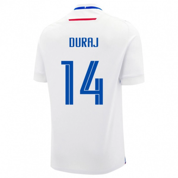 נשים סלובקיה Michal Duraj #14 לָבָן הרחק ג'רזי 24-26 חולצה קצרה