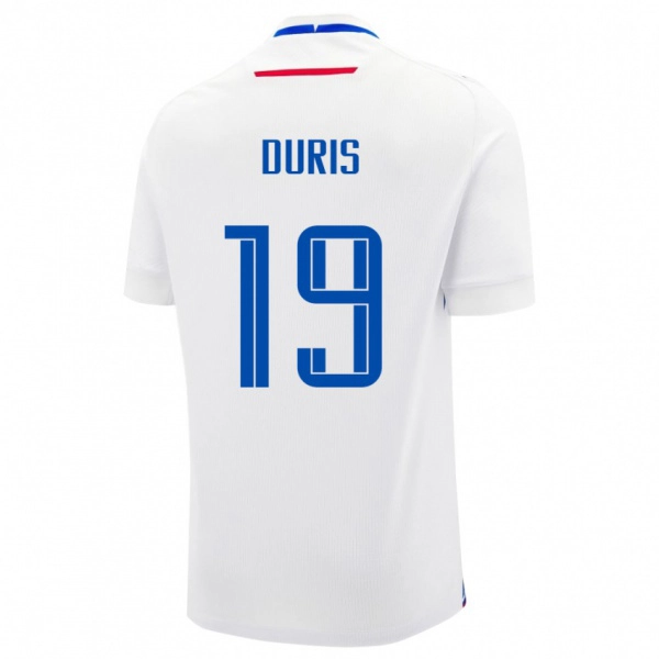 נשים סלובקיה Jakub Duris #19 לָבָן הרחק ג'רזי 24-26 חולצה קצרה