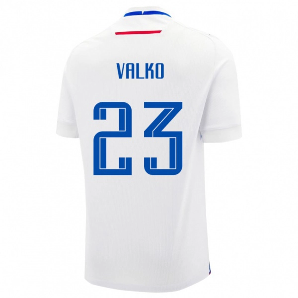 נשים סלובקיה Bruno Valko #23 לָבָן הרחק ג'רזי 24-26 חולצה קצרה