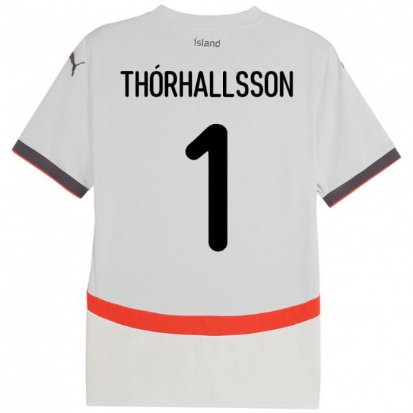נשים אִיסלַנד Ívar Arnbro Thórhallsson #1 לָבָן הרחק ג'רזי 24-26 חולצה קצרה