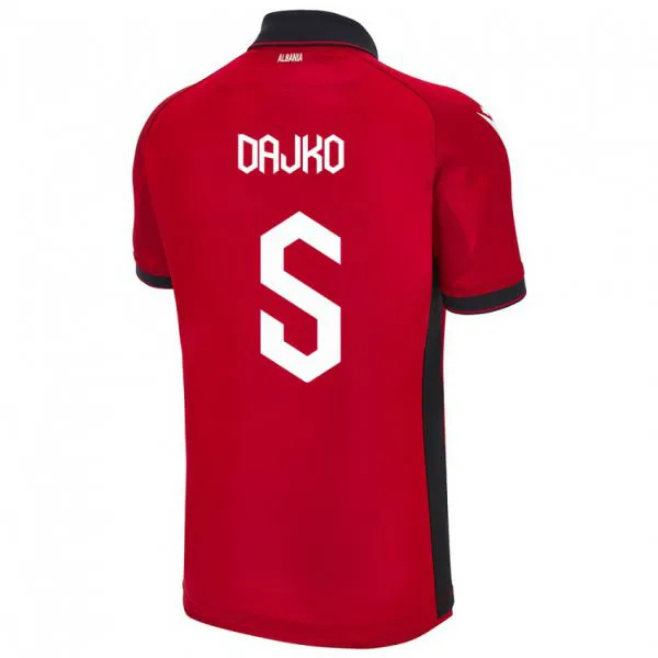 ילדים אלבניה Ajdi Dajko #5 אָדוֹם ג'רזי ביתית 24-26 חולצה קצרה