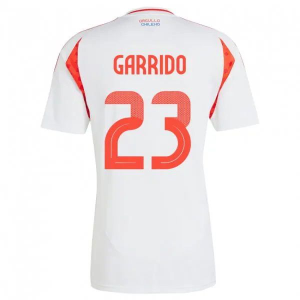 ילדים צ'ילה Pedro Garrido #23 לבן הרחק ג'רזי 24-26 חולצה קצרה