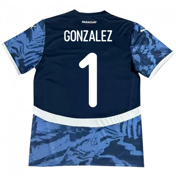 ילדים פרגוואי Ángel González #1 כְּחוֹל הרחק ג'רזי 24-26 חולצה קצרה