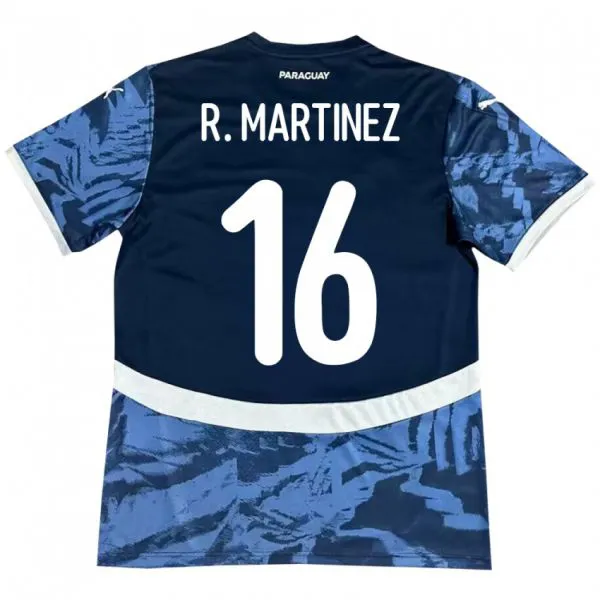 ילדים פרגוואי Ramona Martínez #16 כְּחוֹל הרחק ג'רזי 24-26 חולצה קצרה
