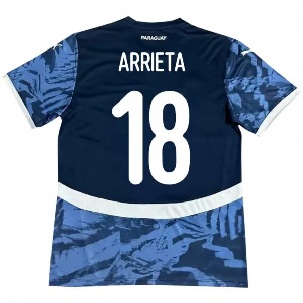 ילדים פרגוואי Camila Arrieta #18 כְּחוֹל הרחק ג'רזי 24-26 חולצה קצרה