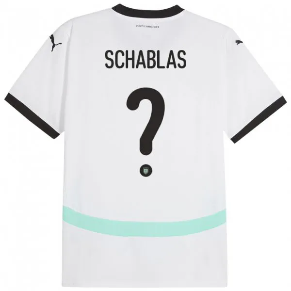 גברים אוסטריה Matteo Schablas #0 לבן הרחק ג'רזי 24-26 חולצה קצרה