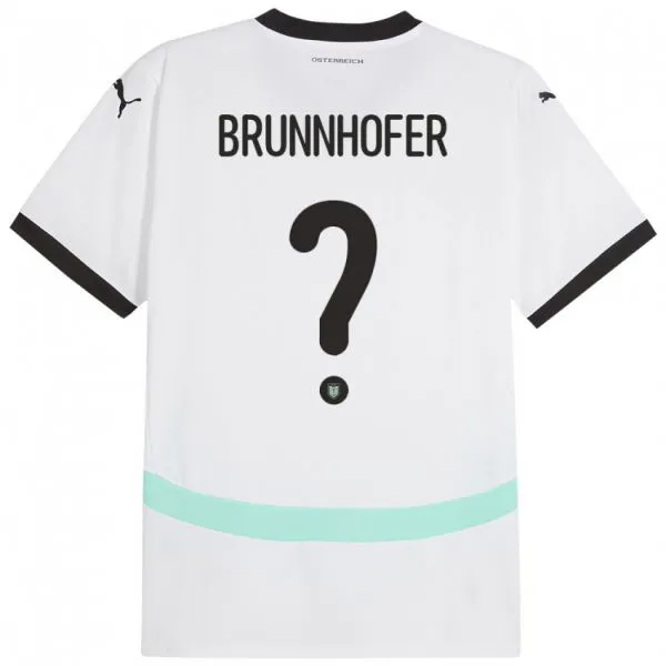 גברים אוסטריה Jakob Brunnhofer #0 לבן הרחק ג'רזי 24-26 חולצה קצרה