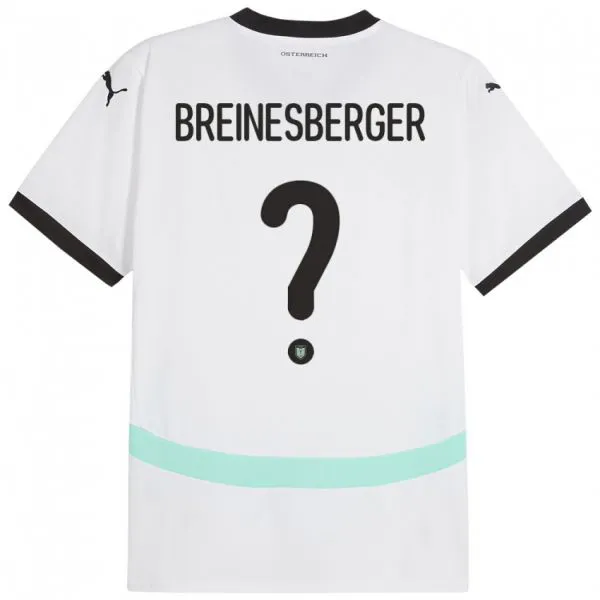 גברים אוסטריה Christoph Breinesberger #0 לבן הרחק ג'רזי 24-26 חולצה קצרה