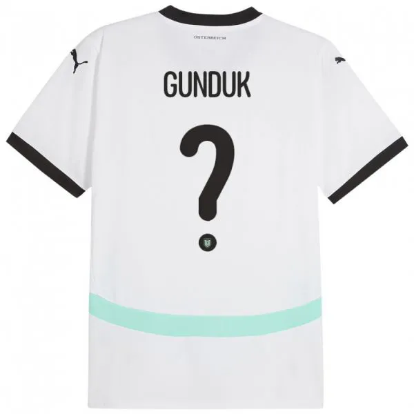 גברים אוסטריה Devran Gündük #0 לבן הרחק ג'רזי 24-26 חולצה קצרה