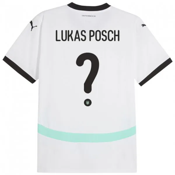 גברים אוסטריה Lukas Posch #0 לבן הרחק ג'רזי 24-26 חולצה קצרה