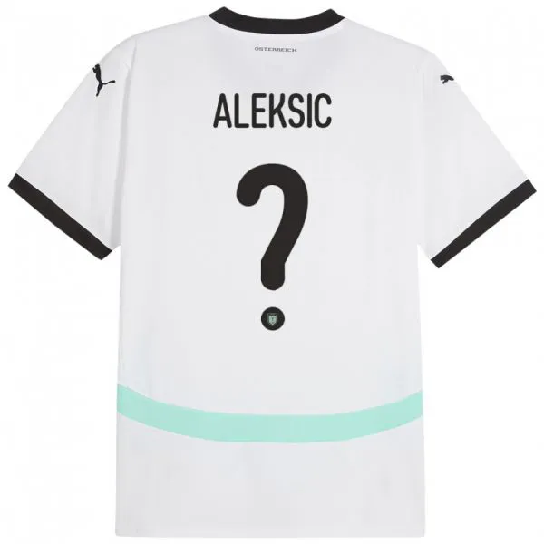 גברים אוסטריה Filip Aleksic #0 לבן הרחק ג'רזי 24-26 חולצה קצרה