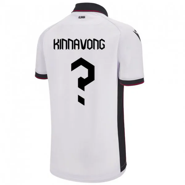 גברים אלבניה Jordan Kinnavong #0 לבן הרחק ג'רזי 24-26 חולצה קצרה