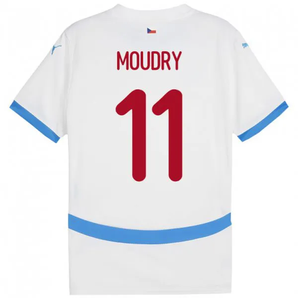 גברים צ'כיה Lukas Moudry #11 לבן הרחק ג'רזי 24-26 חולצה קצרה