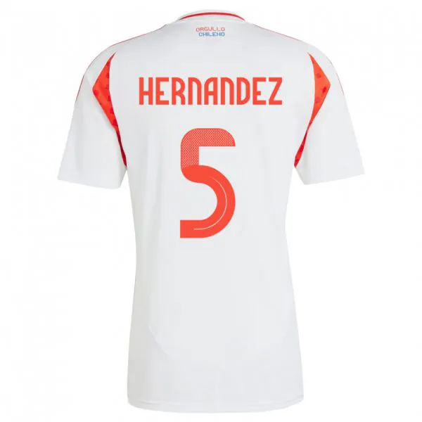 גברים צ'ילה Monserrat Hernández #5 לבן הרחק ג'רזי 24-26 חולצה קצרה