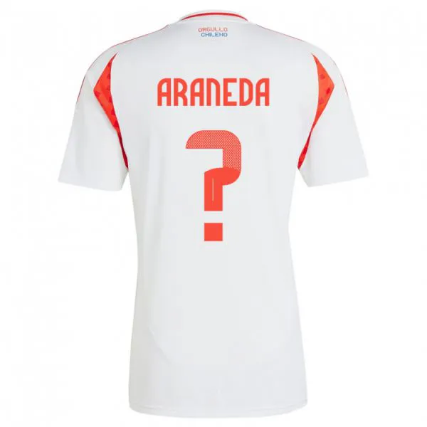 גברים צ'ילה Arantxa Araneda #0 לבן הרחק ג'רזי 24-26 חולצה קצרה