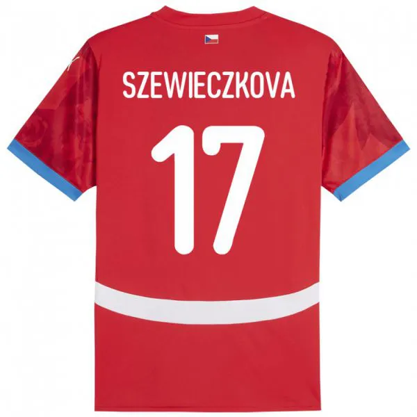 נשים צ'כיה Tereza Szewieczková #17 אָדוֹם ג'רזי ביתית 24-26 חולצה קצרה